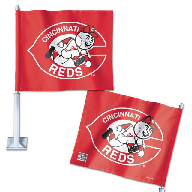 Bandera para auto de los Cincinnati Reds/Cooperstown, 11,75" x 14"