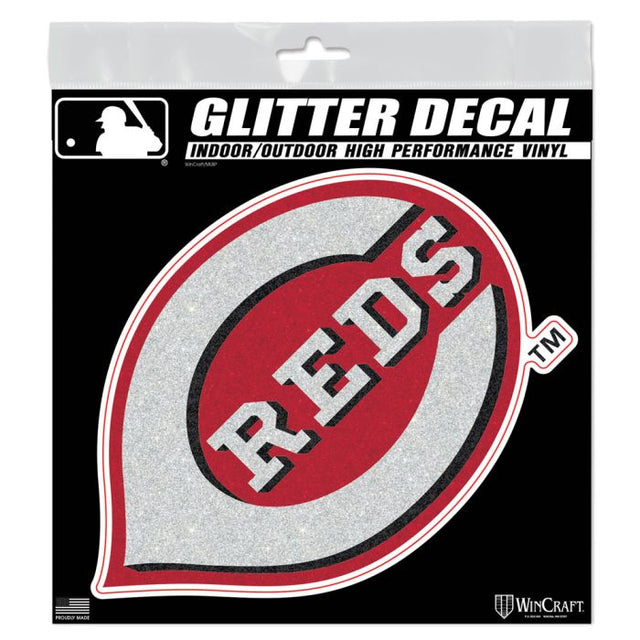 Calcomanía con brillantina de los Cincinnati Reds de 6" x 6"