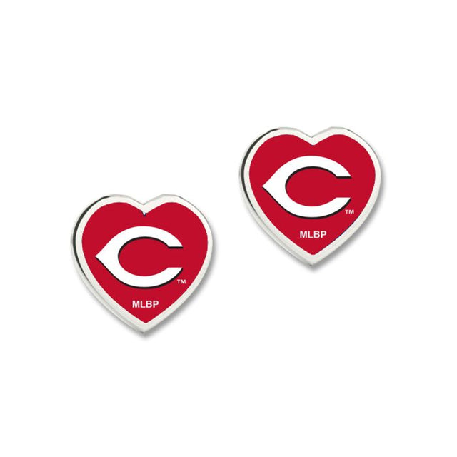 Cincinnati Reds Earrings w/3D Heart