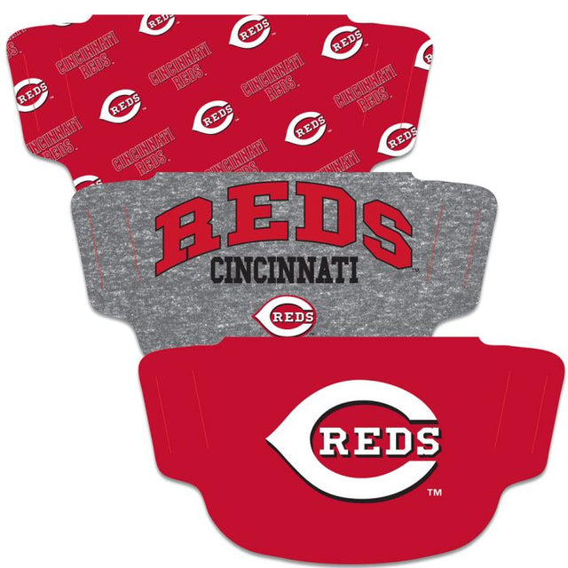 Paquete de 3 mascarillas para fanáticos de los Cincinnati Reds