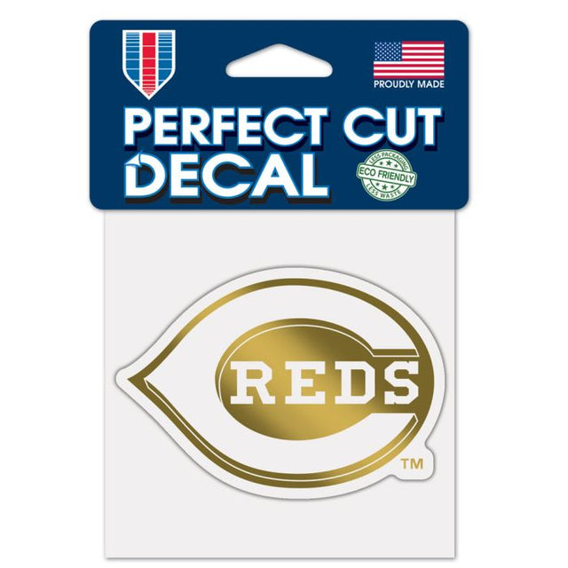 Cincinnati Reds GOLD Decal Metallic 4" x 4"