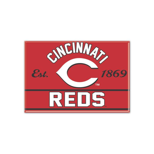 Imán de metal de los Cincinnati Reds de 2,5" x 3,5"