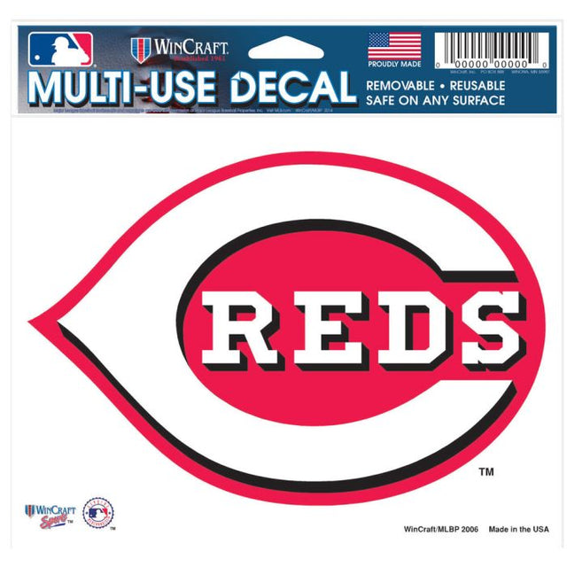 Cincinnati Reds Multi-Use Decal -Clear Bckrgd 5" x 6"