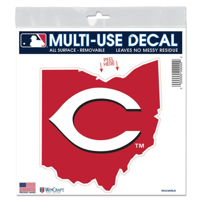 Cincinnati Reds State Shape All Surface Decal 6" x 6"