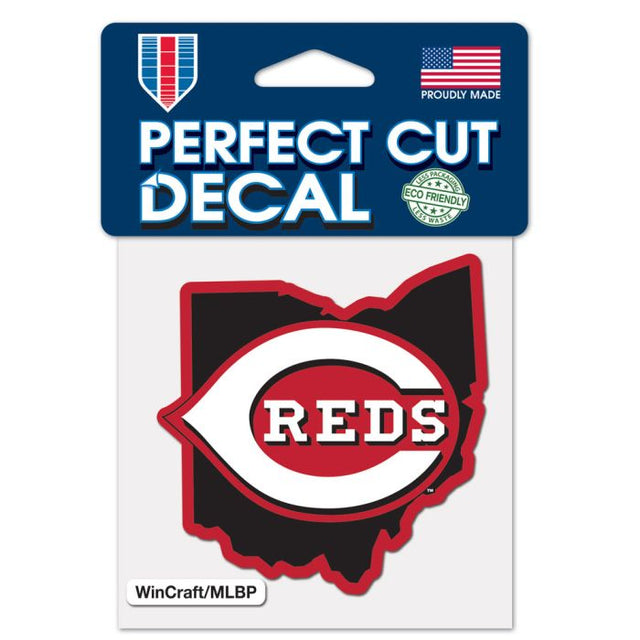 Cincinnati Reds State Shape Perfect Cut Color Decal 4" x 4"