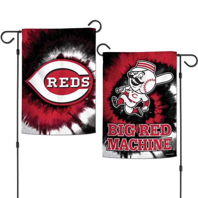 Banderas de jardín teñidas con motivos de los Cincinnati Reds, de 2 lados, 12,5" x 18"