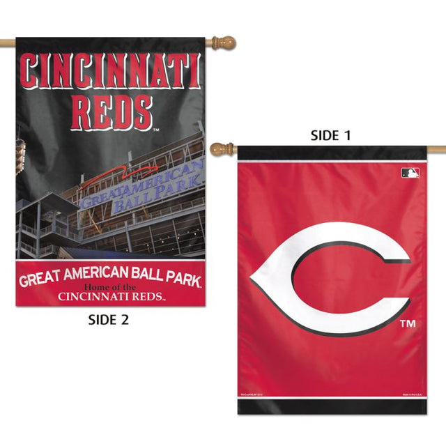 Bandera vertical de los Cincinnati Reds de 2 lados, 28" x 40"