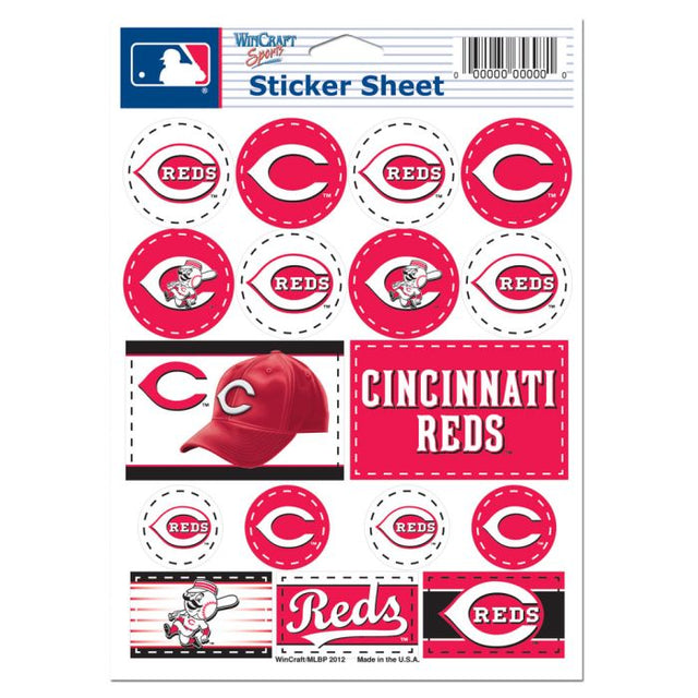 Lámina de calcomanías de vinilo de los Cincinnati Reds de 5" x 7"