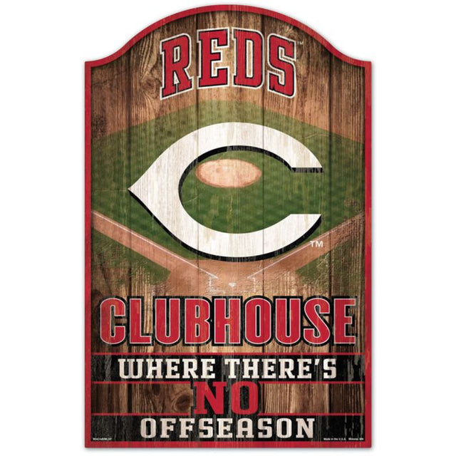 Letrero de madera de los Cincinnati Reds de 11" x 17" y 1/4" de grosor