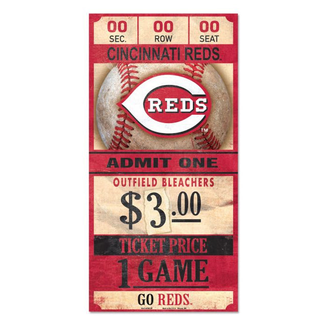 Cincinnati Reds Wood Sign 6x12 3/8" thick