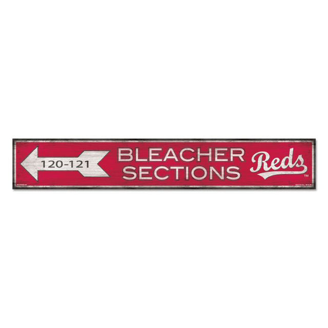 Letrero de madera de los Cincinnati Reds, 6" x 36", 3/8" de grosor