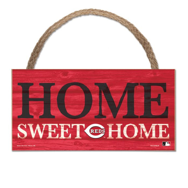 Cincinnati Reds Wood Sign w/Rope 5" x 10"