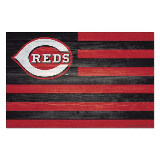 Letrero de madera con la frase americana de los Cincinnati Reds, 11" x 17", 1/4" de grosor