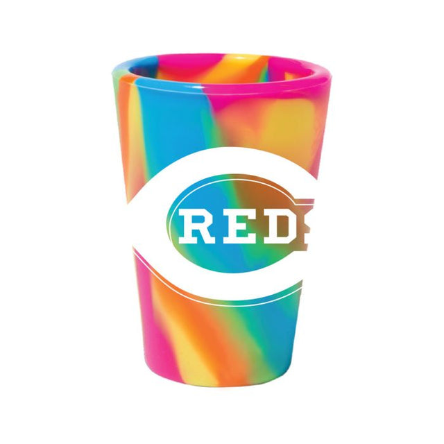 Vaso de chupito de silicona de 1,5 oz con diseño hippie de los Cincinnati Reds