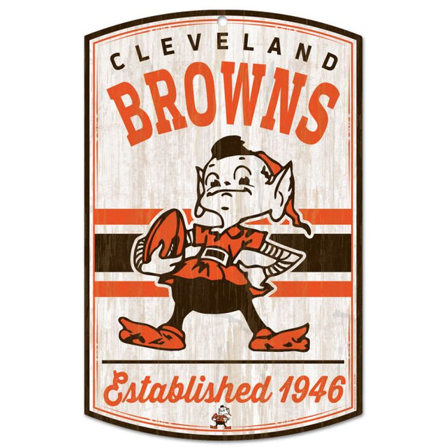 Letrero de madera retro con el logotipo clásico de los Cleveland Browns, 11" x 17", 1/4" de grosor