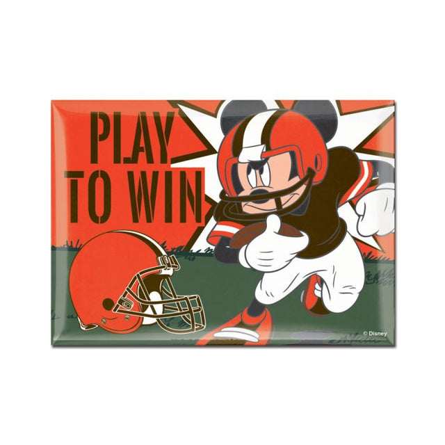 Imán de metal de los Cleveland Browns y Mickey Mouse de Disney, 2,5" x 3,5"