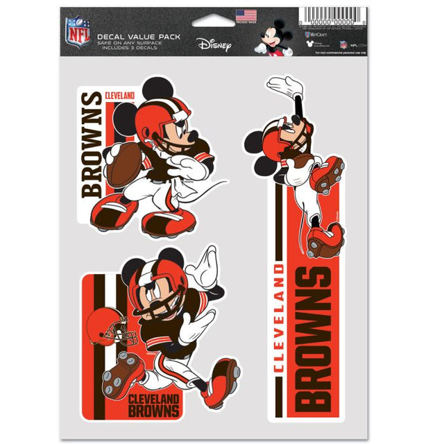 Paquete de 3 ventiladores multiusos de los Cleveland Browns y Disney Mickey Mouse