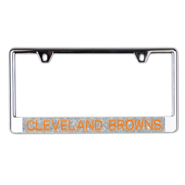 Cleveland Browns GLITTER BACKGROUND Lic Plt Frame B/O Metallic