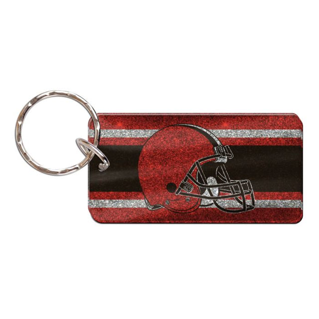 Cleveland Browns GLITTER STRIPES Keychain Rectangle