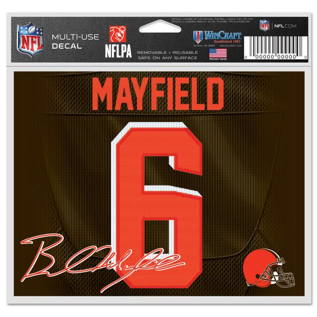 Calcomanía multiusos de los Cleveland Browns, fondo transparente, 5" x 6", Baker Mayfield