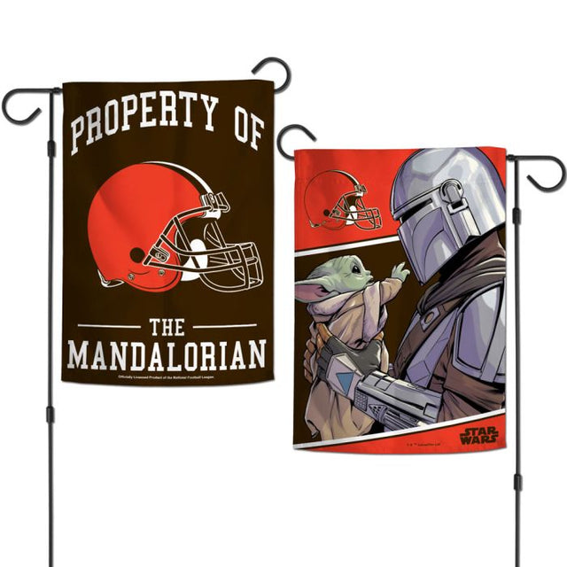 Banderas de jardín de los Cleveland Browns y Star Wars Mandalorian de 2 lados, 12,5" x 18"