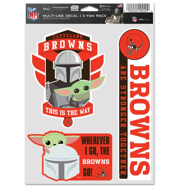 Paquete multiusos para 3 fanáticos de los Cleveland Browns y Star Wars Mandalorian