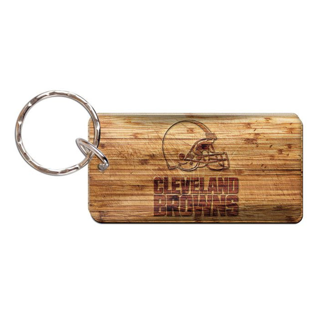 Llavero rectangular de madera de los Cleveland Browns