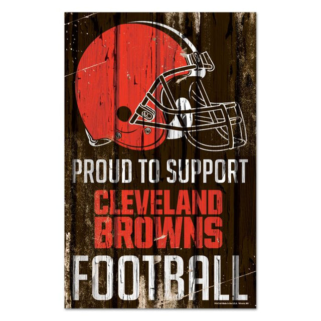 Letrero de madera de los Cleveland Browns de 11" x 17" y 1/4" de grosor