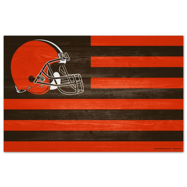 Letrero de madera de los Cleveland Browns de 11" x 17" y 1/4" de grosor