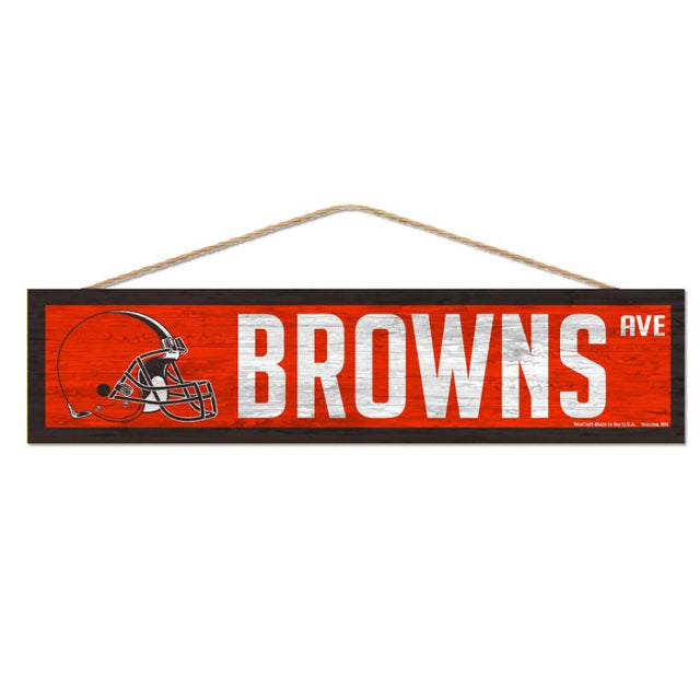 Letrero de madera de los Cleveland Browns con cuerda de 4" x 17"