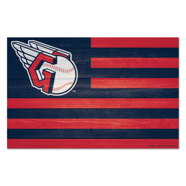 Letrero de madera de los Cleveland Guardians AMERICANA de 11" x 17" y 1/4" de grosor