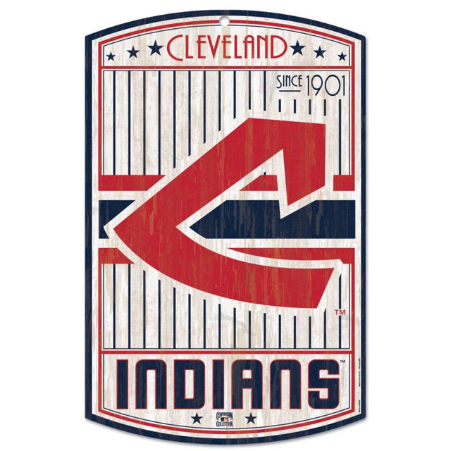 Letrero de madera de los Cleveland Guardians/Cooperstown, 11" x 17", 1/4" de grosor