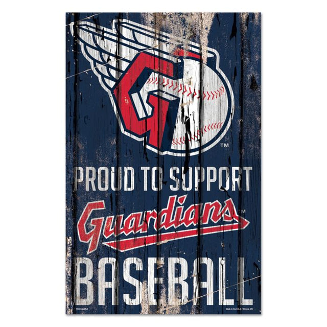 Letrero de madera de los Cleveland Guardians de 11" x 17" y 1/4" de grosor