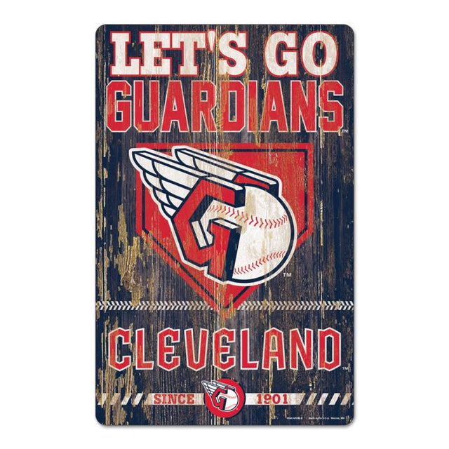 Letrero de madera de los Cleveland Guardians de 11" x 17" y 1/4" de grosor