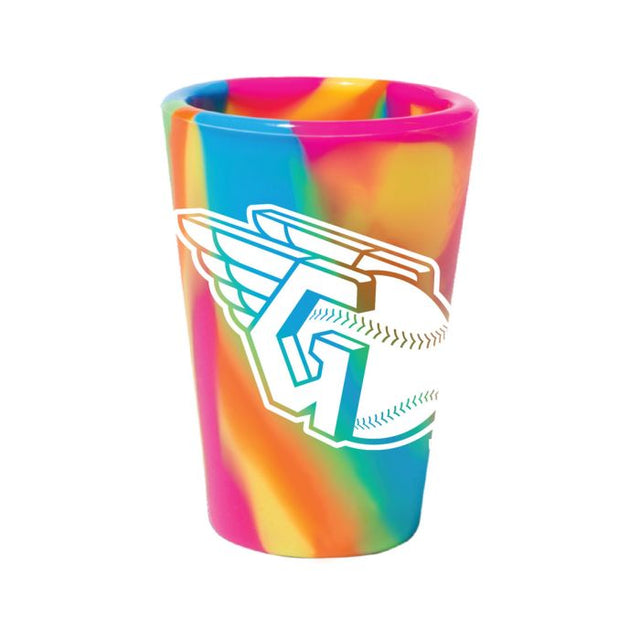 Vaso de chupito de silicona de 1,5 oz con diseño hippie de los Cleveland Guardians