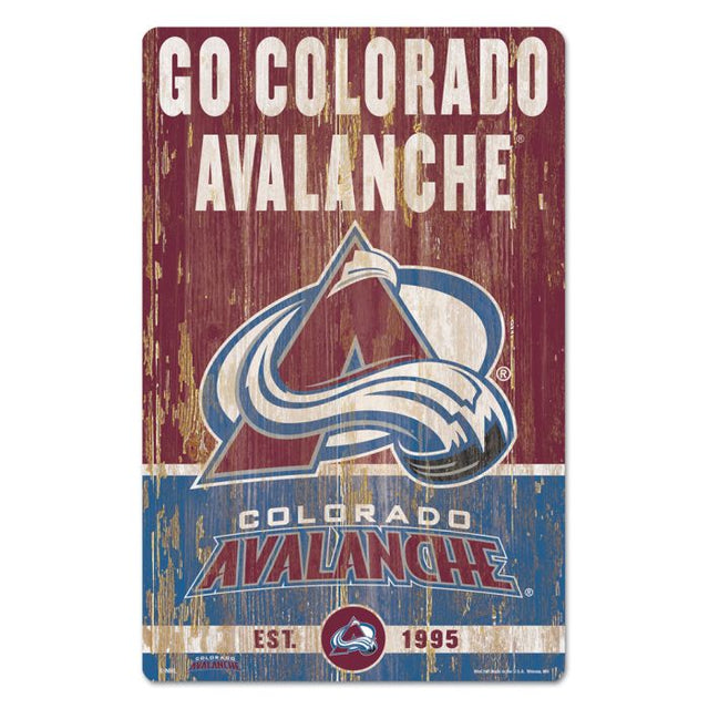 Colorado Avalanche SLOGAN Wood Sign 11" x 17" 1/4" thick