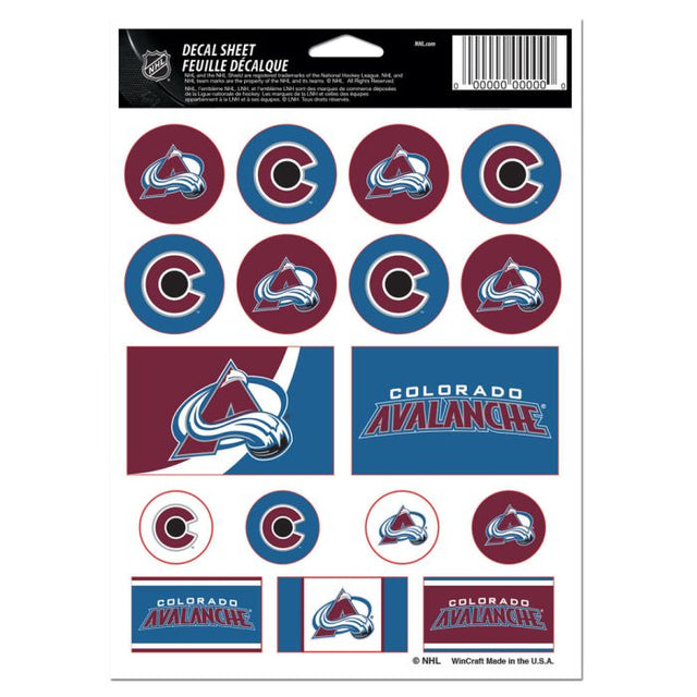 Colorado Avalanche Vinyl Sticker Sheet 5" x 7"