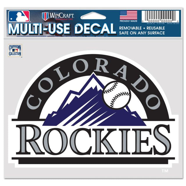 Calcomanía multiusos de Colorado Rockies/Cooperstown, fondo transparente, 5" x 6"