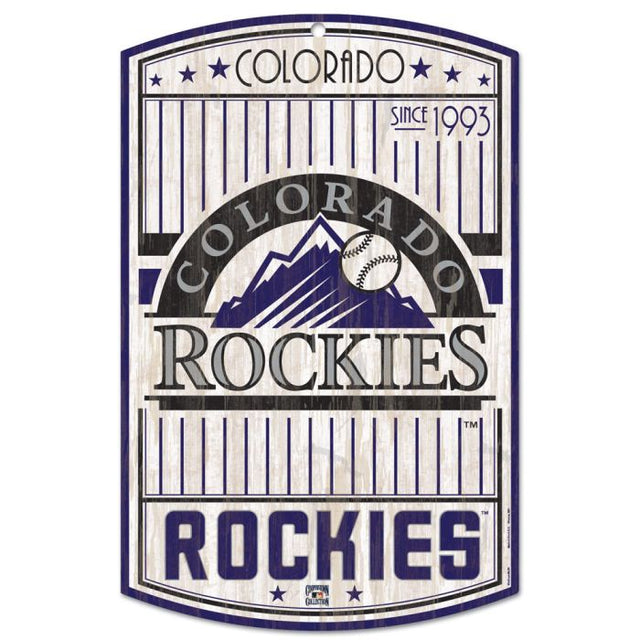 Letrero de madera de los Colorado Rockies Cooperstown de 11" x 17" y 1/4" de grosor