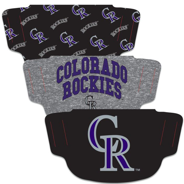 Paquete de 3 mascarillas para fanáticos de los Colorado Rockies