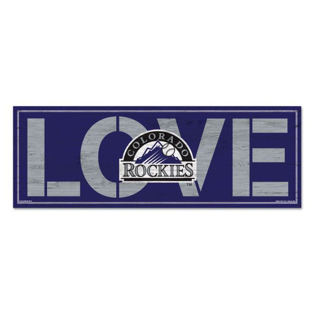 Letrero de madera con el mensaje "Love" de Colorado Rockies, 8" x 23", 1/4" de grosor