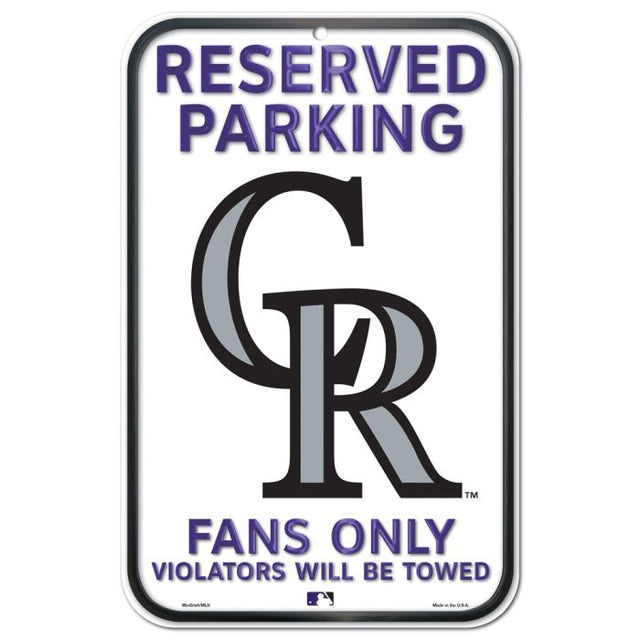 Colorado Rockies Reserved Parking Plastic Sign 11" x 17"