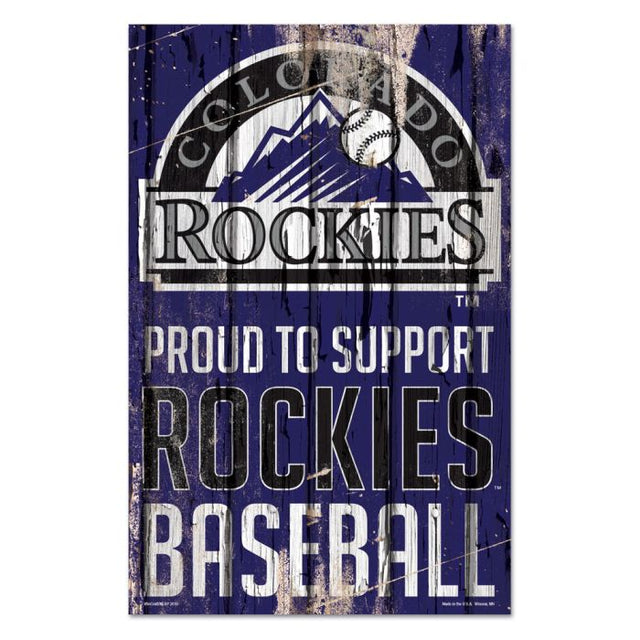 Colorado Rockies SUPPORT Wood Sign 11" x 17" 1/4" thick