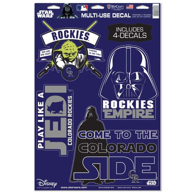 Colorado Rockies / Star Wars Darth Vader &amp; Yoda Multi-Use Decal 11" x 17"