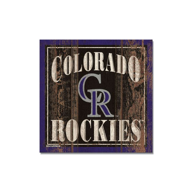 Imán de madera de los Colorado Rockies de 3" x 3"