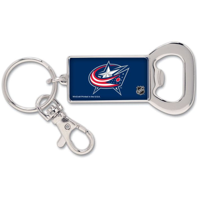 Llavero con abrebotellas de Columbus Blue Jackets en forma de rectángulo