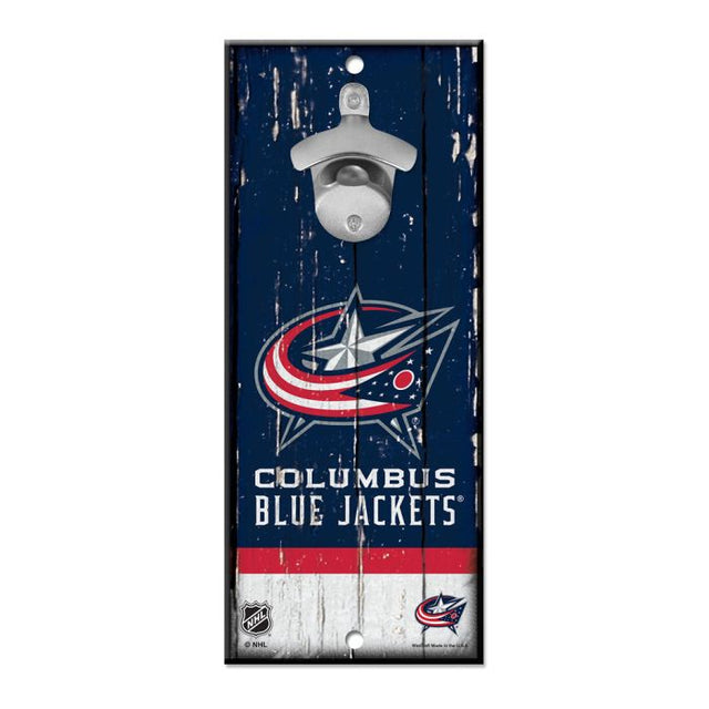 Letrero con abrebotellas de Columbus Blue Jackets de 5 x 11 pulgadas