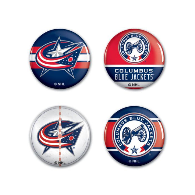 Columbus Blue Jackets Button 4 Pack 1 1/4" Rnd