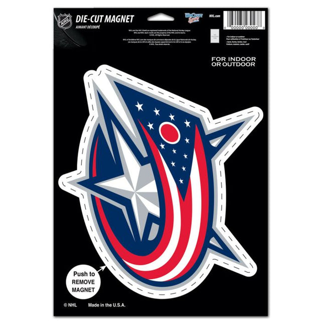 Imán troquelado con el logotipo de Columbus Blue Jackets, 6,25" x 9"