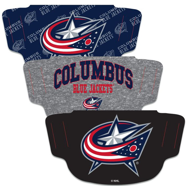 Paquete de 3 mascarillas para fanáticos de Columbus Blue Jackets